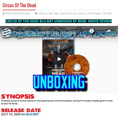 CIRCUS OF THE DEAD BLU-RAY UNBOXING BY BOBS  MOVIE REVIEW